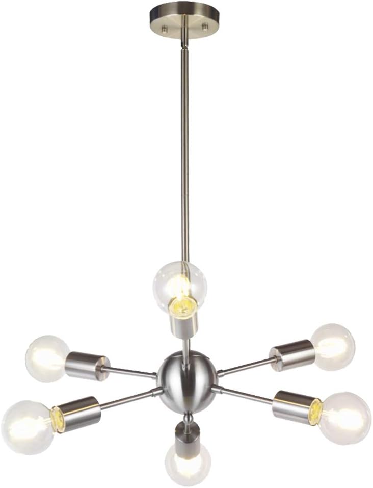 6 Lights Modern Sputnik Chandelier Lighting Italian Designed Pendant Lighting Mid-Century Ceiling Light Fixture Brushed Nickel by TUDOLIGHT
