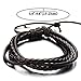 COOLSTEELANDBEYOND Hand-Made Mens Brown Braided Leather Bracelet Multi-Strand Genuine Leather Wristband Wrap Bracelet