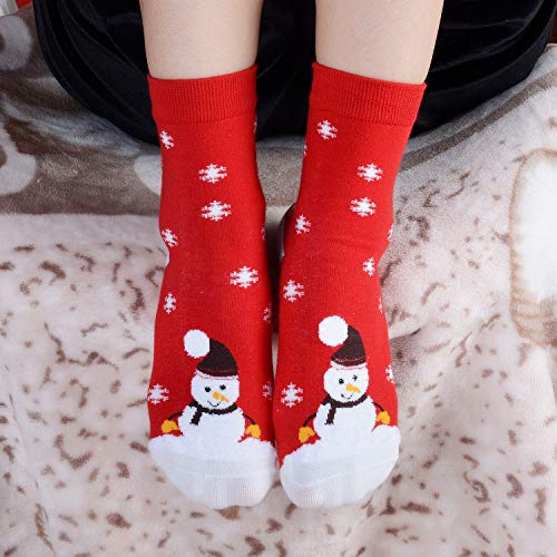Christmas Cotton Socks,Aniwon 6 Pairs Funny Christmas Holiday Socks Printed Crew Socks Soft Warm Winter Casual Socks for Women Men