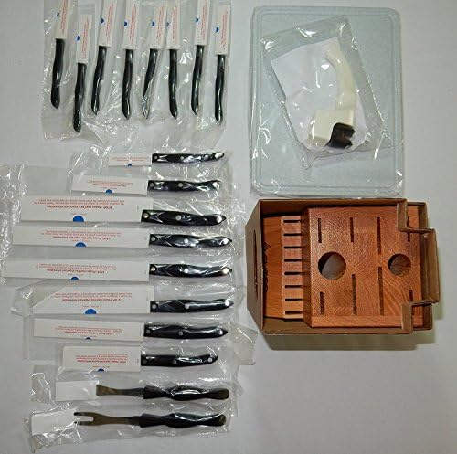 Cutco #2018 18-Pc Knife Set Homemaker +8 Table Knives with Cherry Oak Block + Cutting Board and Sharpener