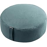 Reehut Zafu Yoga Meditation Bolster Pillow Cushion Round Cotton or Hemp - Organic Buckwheat Filled - (Reseda, 12