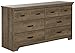 South Shore Versa Collection 6-Drawer Double Dresser, Weathered Oak with Antique Handles
