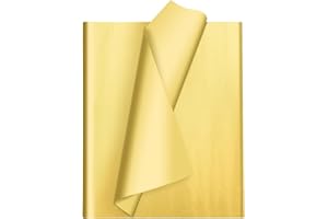 UEERDAND Gold Tissue Paper for Gift Bags, 105 Sheets Single-Sided Metallic Wrapping Craft Papers Bulk for DIY Artworks Flower Decoration, 12 x 20 Inches