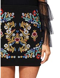 SheIn Mini falda corta con bordado floral casual para dama