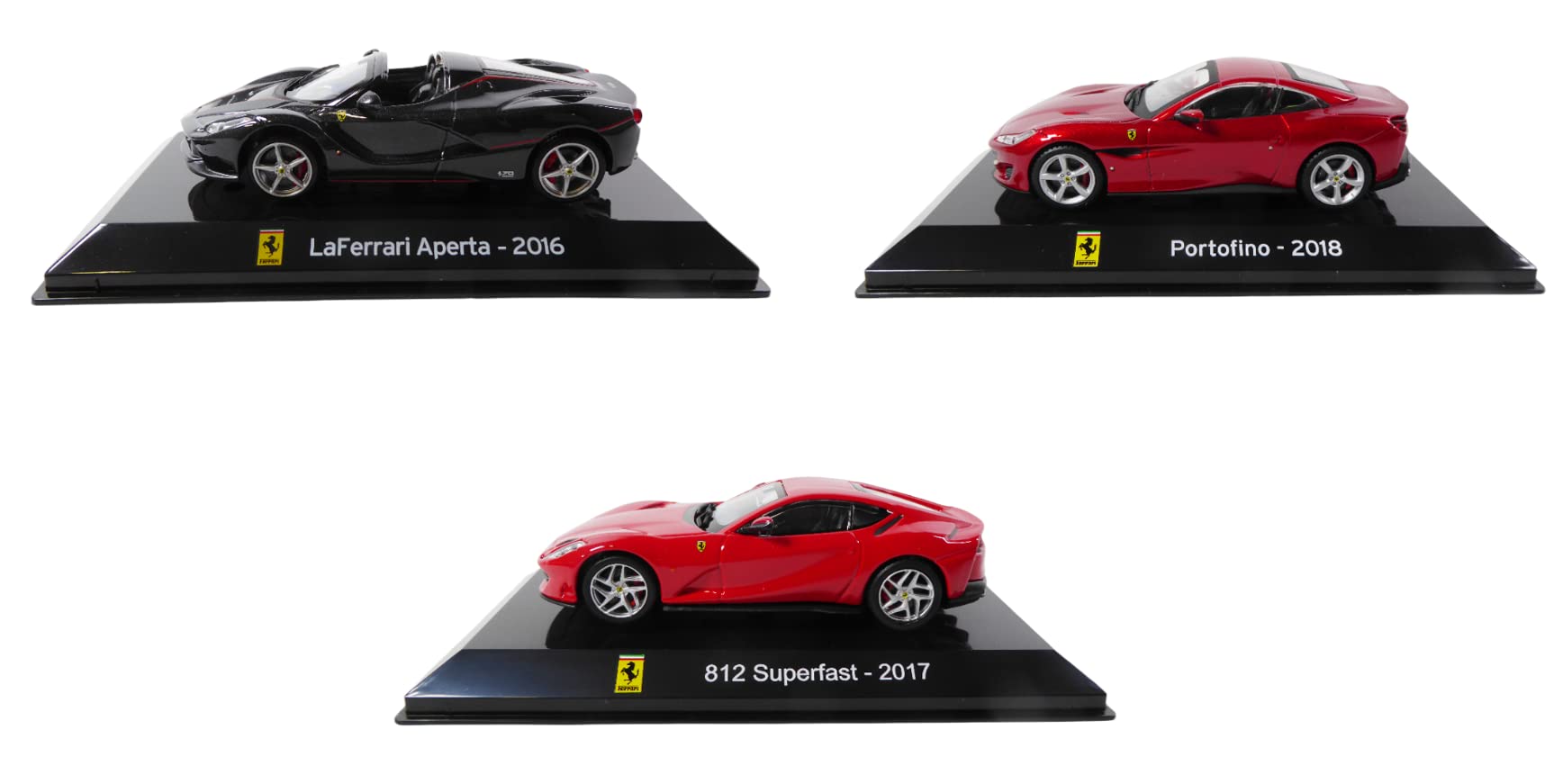 - Set of 3 1/43 cars: Compatible with FERRARI LaFerrari + 812 Superfast + Portofino Ixo for Editions Salvat - LSC10