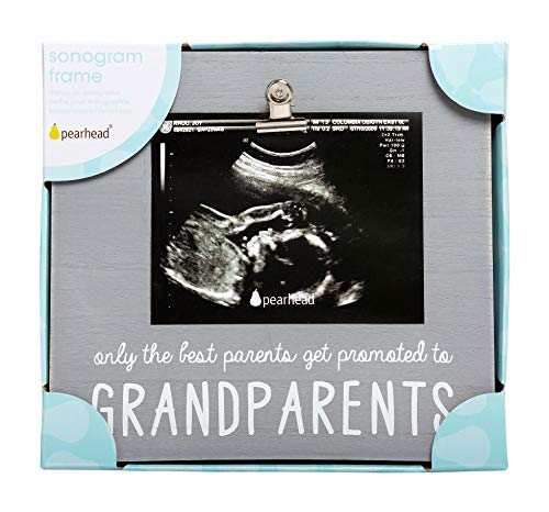 Pearhead Sonogram Photo Frame for Grandparents, Grandma and Grandpa Baby Keepsake Picture Frame, Pregnancy Announcement, Baby's First Christmas Gifts, Holiday Gifts, Baby Holiday Gifts, Gray