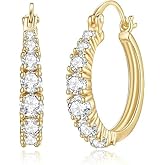 14K Gold Hoop Earrings for Women Gold Cubic Zirconia Hoop Earrings Jewelry Gifts for Wife or Mom
