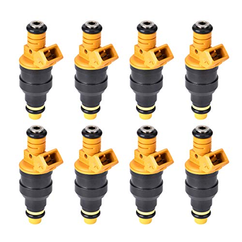 280150943 0280150939 0280150909 New Fuel Injector Set of 8, Fits 1992-2004 Ford E250, F150, F250, F350, E350, Mustang, Lincoln and Mercury 4.6L, 5.0L, 5.4L, 5.8L Vehicles (Yellow)