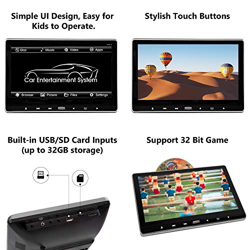 2019 New 11.6 Inch 1080P HD Digital Multimedia Monitor Super-Thin Car Headrest DVD Player, Eonon Headrest Monitors with HDMI Port and Remote Control USB and SD-L0318