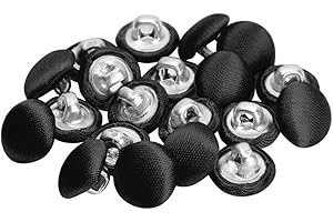 VINGOL 20 Pcs Satin Covered Metal Shank Buttons Cloth Buttons for Wedding Dress Tuxedo Suits (Black, 10mm)