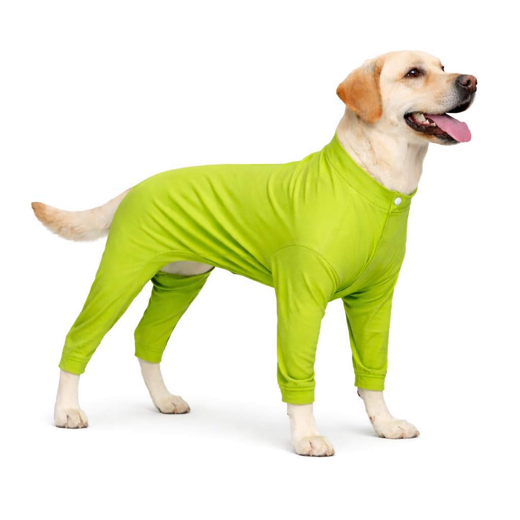 Lovelonglong Four Feet Dog Lightweight Pajamas, Pure Cotton Dog Jumpsuits 4 Legs Dog Onesies T-Shirt Stylish PJS Puppy Costume for Large Medium Small Dogs Green 4XL