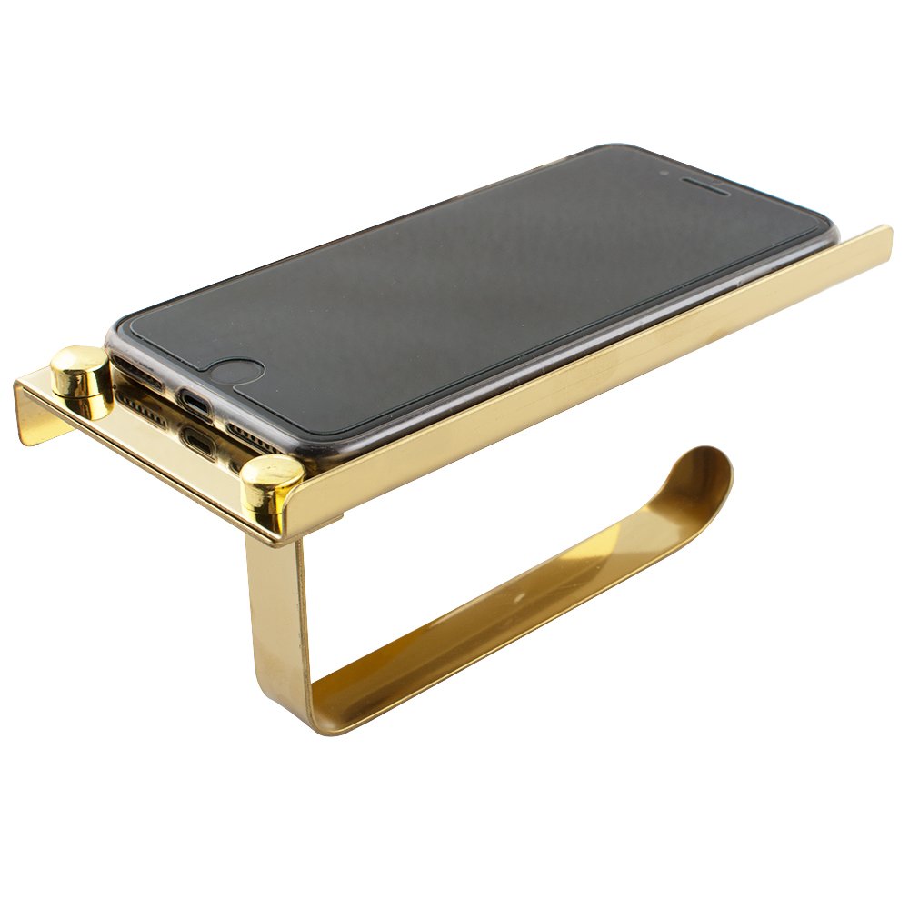 Risingmed Support de Papier Toilette Chrome Porte-Papier de Toilette WC, Porte-Rouleau de Papier Toilette en Acier Inoxydable (or)