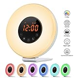 Radio Sunrise Alarm Clock, AK1980 Wake Up Light with 7 Colors Nature Sounds Snooze Function for Kids Teens Girls