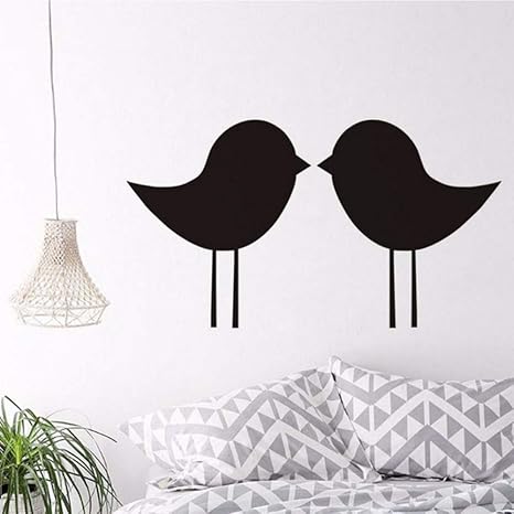 Amazon Co Jp 59x33cmシンプルなアウトラインウォールステッカーかわいいキス鳥壁壁画ビニールアートルームヘッドボード装飾壁紙 ホーム キッチン