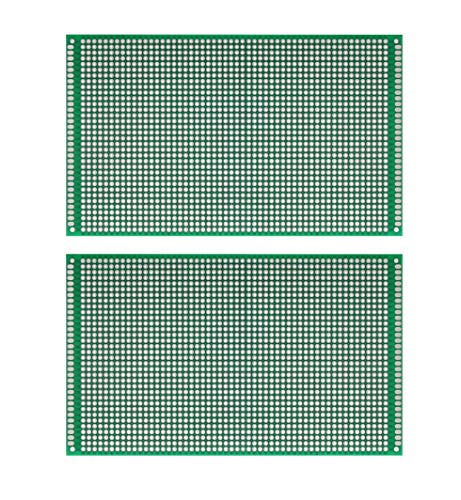 LampVPath (Pack of 2) PCB Prototype Board, Double Sided PCB Proto Board for DIY Solder Breadboard, 9cm X 15cm(3.543" X 5.906") Universal Printed Circuit Board