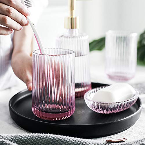 Longjet Bathroom Decor Glass Bathroom Accessories Set 5 Pcs Includes Soap Dispenser with Pump Soap Bar Dish Mason Jar Cotton Ball and Swab Qtip Holder Bathroom Tumbler Cup - Thumbnail 5