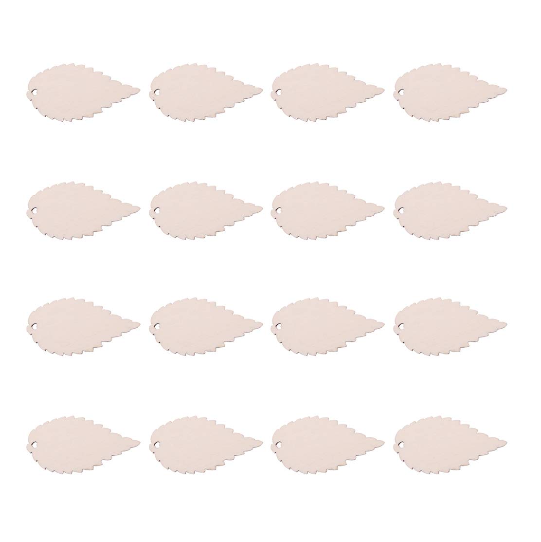 NBEADS 100 Pcs Solid Wood Unfinished Wooden Leaf Shape Board Craft Tags with Holes, 50x26x2mm, Hole: 2x3mm