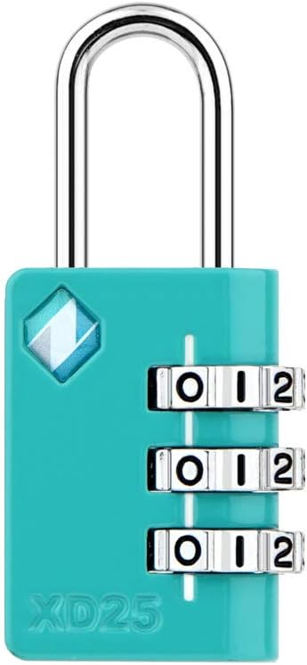 [ZARKER XD25] Padlock- 3 Digit Combination Lock - Small Mini Padlock - Travel Lock, Backpack Lock, Cabinet lockers, Laptop Bag - Easy to Set Your Own Combo - 1 Pack(Emerald) - - 