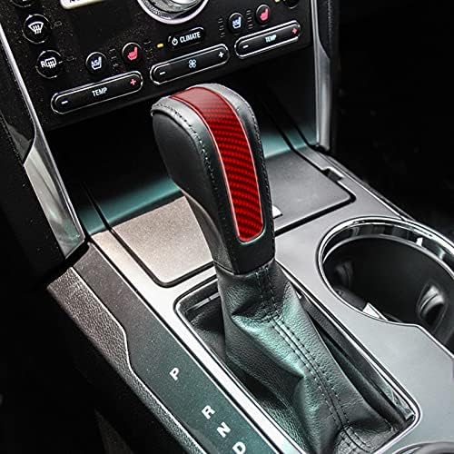 SUNJIKA Compatible with 1PCS Carbon Fiber Gear Shift Knob Cover Sticker Car Accessories for Ford Explorer 2013 2014 2015 2016 2017 2018 (Red): Home Improvement