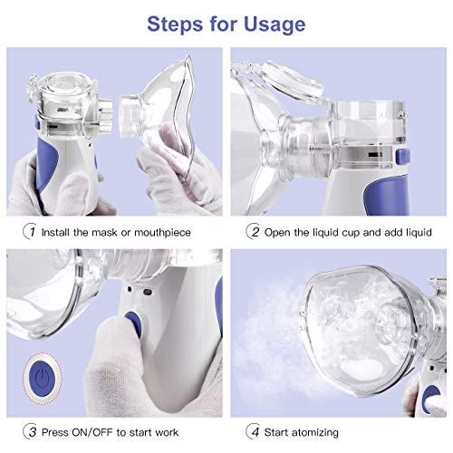 NEWHOPE Portable Mini Vaporizers Cool Mist Humidifier Handheld for Travel or Home Adults & Kids (Blue)