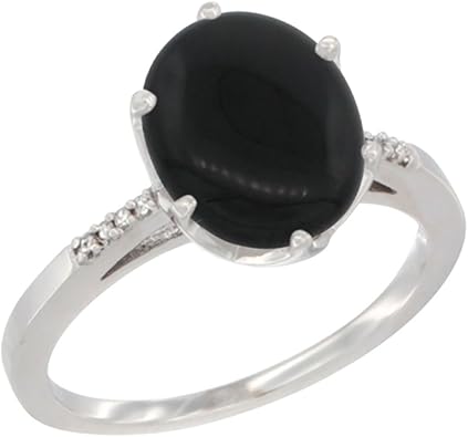 14k White Gold Natural Black Onyx Engagement Ring 10x8 Mm Oval Sizes 5 10 Amazon Com