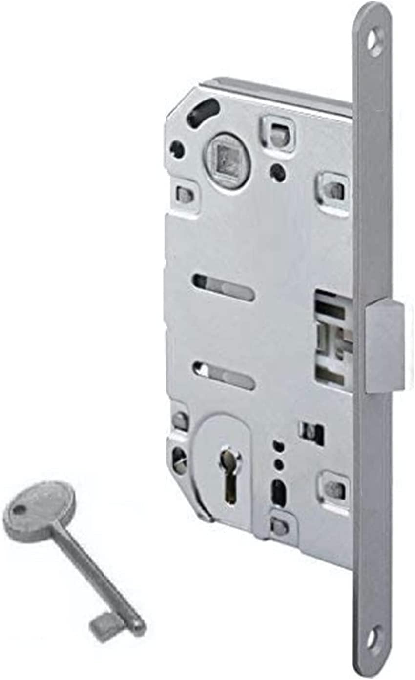 bricoleva.it Internal Door Lock, Door Latch Lock, Door Locks with or Without Key (Median Erroring, Satin Chrome)