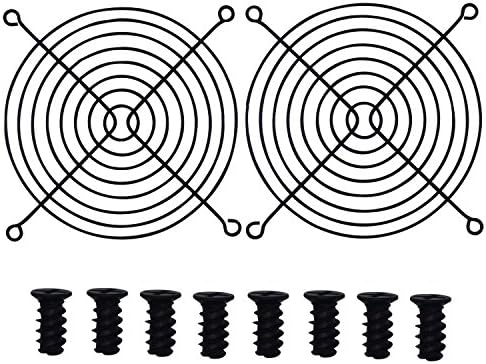 Enokay 120mm Black Fan Grill / Guard with screws (2 pack)+ 8 Pieces screws
