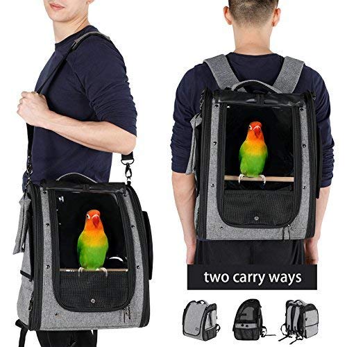 PetsfitBird Carrier with Stainless Steel Bowl, Slide Tray for Easy Cleaning, 13" x 10" x 16"