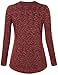 Messic Bottoming Shirt Women, Women's Long Sleeve V-Neck Shirt Collar Casual Fitted Offical Blouse Top Wine,XX-Large