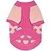 Blueberry Pet Cutie V-Neck Dog Sweater in Shrimp Color with Pink Hearts, Back Length 16