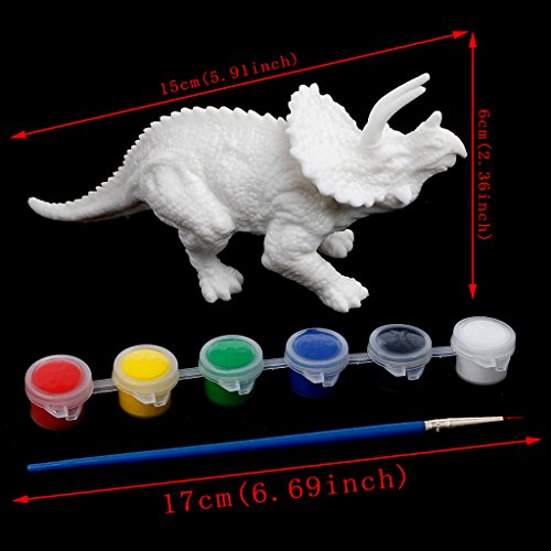 EA-STONE Coloring Painting Drawing,DIY Graffiti 3D Dinosaurs Models Toys for Kids Children, Triceratops