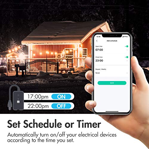 iMagic 15A Smart Plug, Outdoor Wi-Fi Outlet Works with Alexa, Google Home for Voice Control, Remote Control with Smartphone, 15A Max for More Appliances, Timer, No Hub Required, FCC Certified(2 Pack)