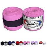 Fairtex Elastic Cotton Handwraps HW2 Hand Wraps Color Black Bleach Blue Red White Pink Purple Thaialnd used in Muay Thai, Boxing, Kickboxing, MMA (HW2, Pink)