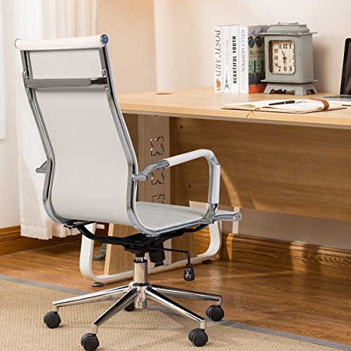 2-Packs YAMASORO High Back Office Ribbed Task Chair Leather Swivel Tilt Adjustable Chair Designer Executive Manager Staff office, Conference Room Reception, Home Office