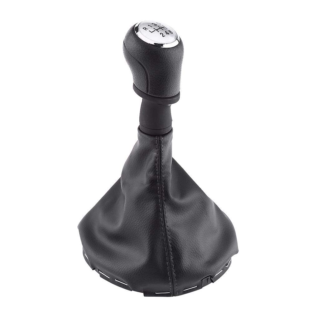 Manual 6 Speed Gear Shift Knob Gaiter Boot Cover Kit Black Leather Car Gear Stick Knob Cover for Transporter T5/T6 (2003-2011)