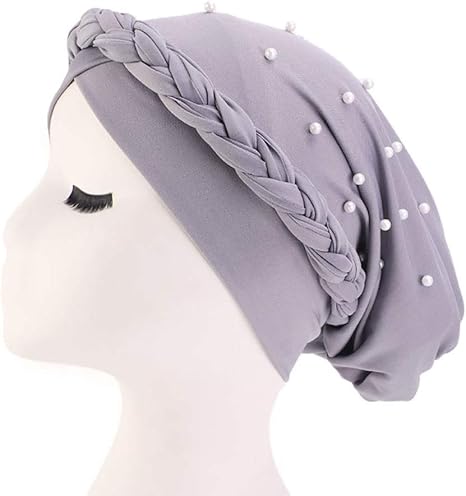 Amazon Co Jp Lshan ボヘミアンスタイルの帽子の女性のビーズ編み込みバンダナ頭にかぶるキャップイスラム教徒のターバンヘアアクセサリー ファッションレディース各論として ケモキャップ 5パック Color Gray ホーム キッチン