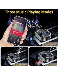 Comsoon   Transmisor FM Bluetooth para coche, [diseño compacto] adaptador de receptor de radio inalámbrico con manos libres, cargador USB dual de 5 V 2,4 A y 1 A, compatible con tarjeta TF SD, disco USB