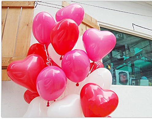 logei® Pack of 100 Balloon for Birthday Wedding decoration Latex Balloons heart shape, Red - Image 3