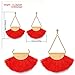 Fan Shape Tassels Dangle Stud Earrings For Women's Girls Bohemia Ethnic Eardrop Jewellery by SUNSCSC (W683A)