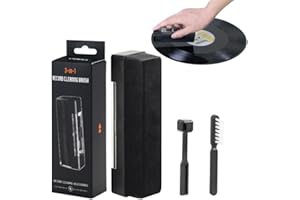 Loopunk 3 in 1 Vinyl Record Cleaning Kit with Anti Static Carbon Fiber Brush & Velvet Brush by Big Fudge, Record Player Clean