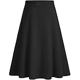 BOOPH Girls Skirts Kids A-Line Long Skirts Solid Uniform Skirts for Teen Girls