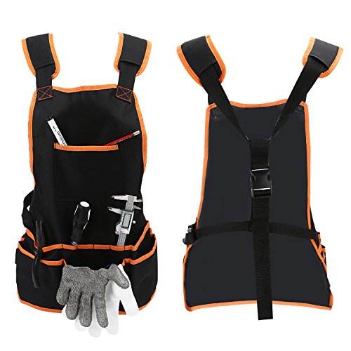 OCGIG Professional Canvas Work Apron with 16 Tool Pockets Tool Apron Adjustable Size Protective and Waterproof