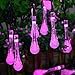 Qedertek Solar Halloween String Lights 19.2 Ft 8 Modes 30 Water Drop LED, Solar Lights for Garden Decorations, Fence, Patio, Xmas, Wedding, Party and Holiday (Pink)