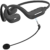 Earbay Open Ear Headphones with Mic, Bluetooth Headset with Microphone, Wireless Air Conduction Headphones with AI Noise Cancelling Mic & Mute Mode for Work, Meeting, Driving, Running, Workouts