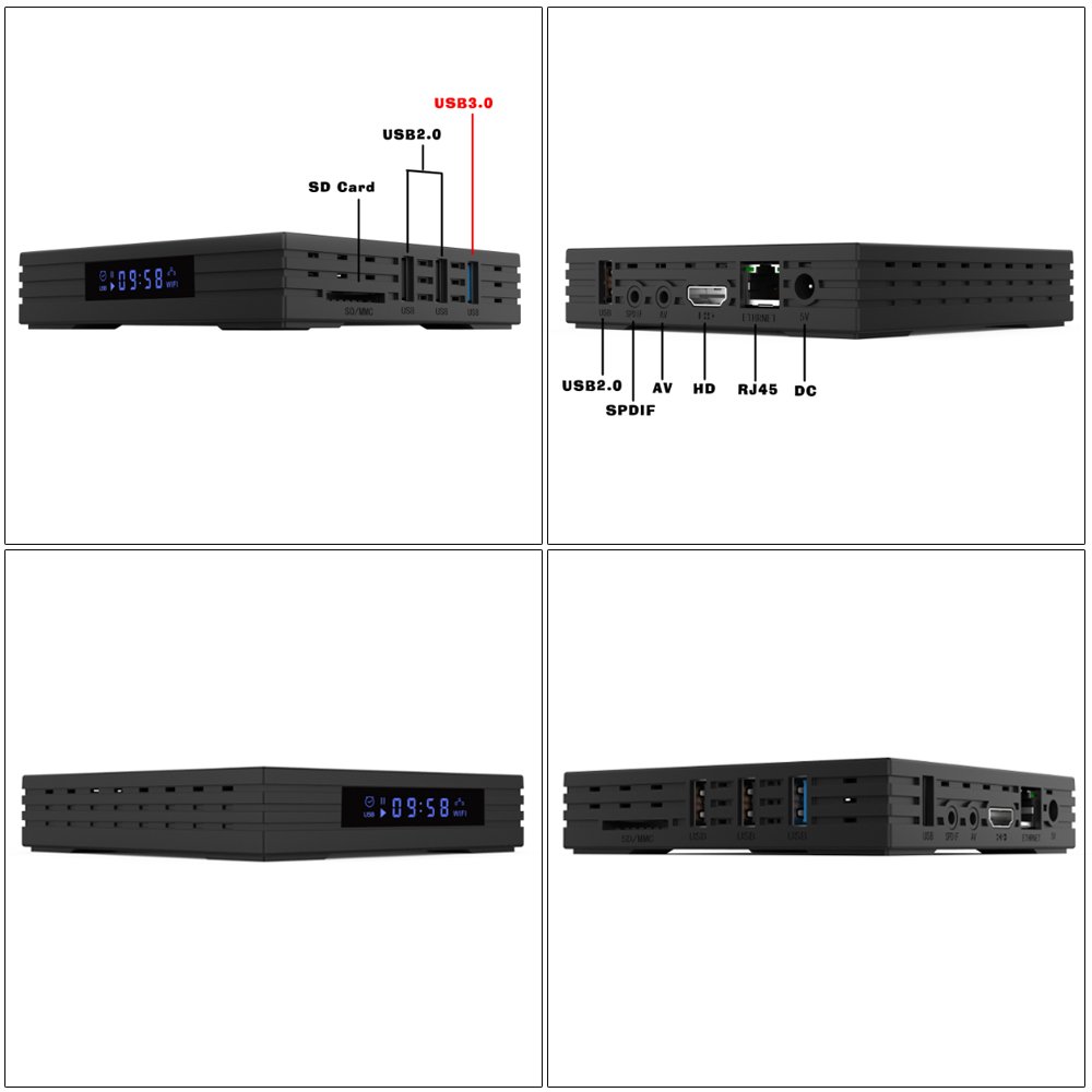 Docooler H96 Max-H2-Smart-TV-Box Android 7.1 RK3328 4 GB / 64 GB UHD 4K VP9 H.265 HDR10 2.4G / 5G WiFi LED-Anzeige 100M LAN Bluetooth 4.0 HD Media Player DLNA Miracast Airplay