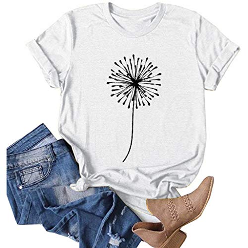 Summer Tops for Women Casual Short Sleeve Loose Fit Sunflower - Main Image
