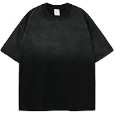 Arssm Mens Oversized Washed T Shirts Gradient Vintage Loose Fit Short Sleeve Baggy Shirts Pump Covers Gym Unisex Tops