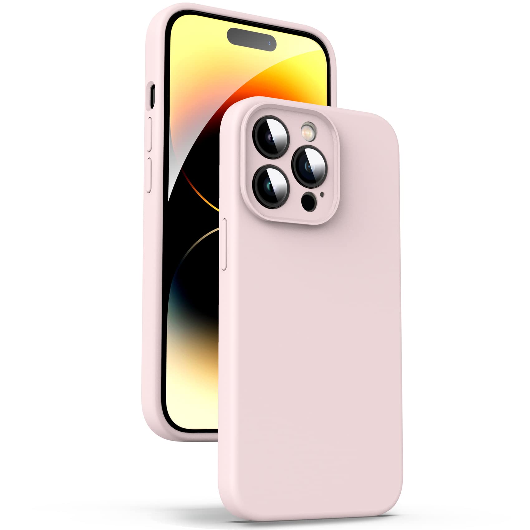 Supdeal Liquid Silicone Case for iPhone 14 Pro Max - [Camera All-Round Protection] [Soft Microfiber Lining Anti-Scratch] 4 Layer Full Covered Shockproof Gel Rubber Phone Case Cover, 6.7", Pink — image 1