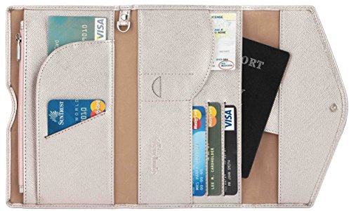 Travelambo Rfid Blocking Passport Holder Wallet & Travel Wallet Envelope 7 Colors (grayish gold)