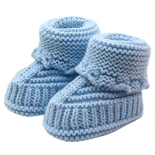 Tenworld Newborn Baby Knitting Boots Warm Crochet Shoes 0-6 Months (Blue)